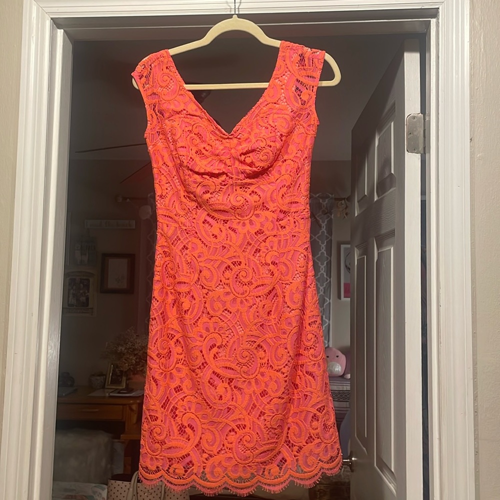 Lilly Pulitzer Rosaline Coral Lace Dress